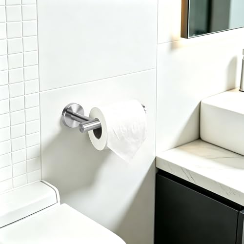 Toilet Paper Holder Wall Mount - Brushed Nickel | Stainless Steel Bathroom Toilet Paper Holder, Toilet Paper Roll Holder for Bathroom, Kitchen, Washroom