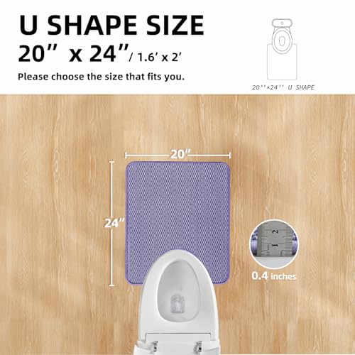 TYUU Toilet Rug, Thin Toilet Rugs U Shaped Washable Non Slip Absorbent Quick Dry Low Pile Toilet Mat, Lavender 20"x24" U Shape - color: Lavender, size: 1'8" X 2' (U-Shape)