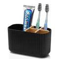 GFWARE Black Toothbrush Holder - Bamboo Toothbrush Holders for Bathrooms Electric Toothbrush Holder Organizer Kids Toothbrush Holders for Bathrooms Countertop - color: Black