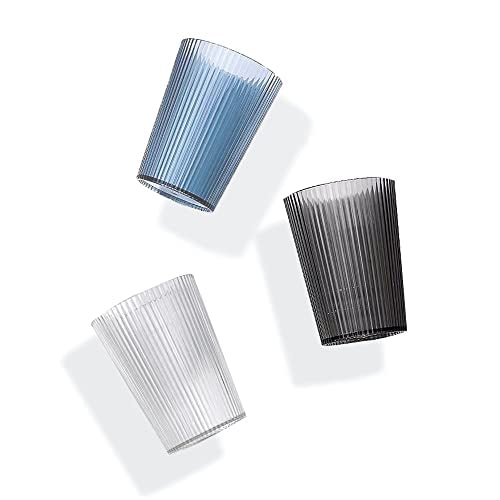 Toothbrush Cup Holder, Bathroom Tumbler, Unbreakable Cup, Reusable mouthwash Cup, mug3PCS (Blue&Clear&Grey)