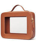 Popvibe Clear Makeup Bag Toiletry Case Travel Transparent Cosmetic Bag with Zipper, Portable Make Up Organizer Traveling Compact Car Bag for Essentials - color: Brown, style: Large Luxe