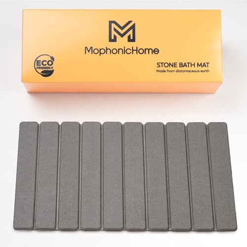 MophonicHome Foldable Stone Bath Mat - Diatomaceous Earth Shower Mat, Non-Slip Quick-Dry Stone Bath Mats for Bathroom Floor, Super Absorbent, Compact Design, Easy to Clean, Dark Gray (23.5 x 15) - color: Regular Dark Gray