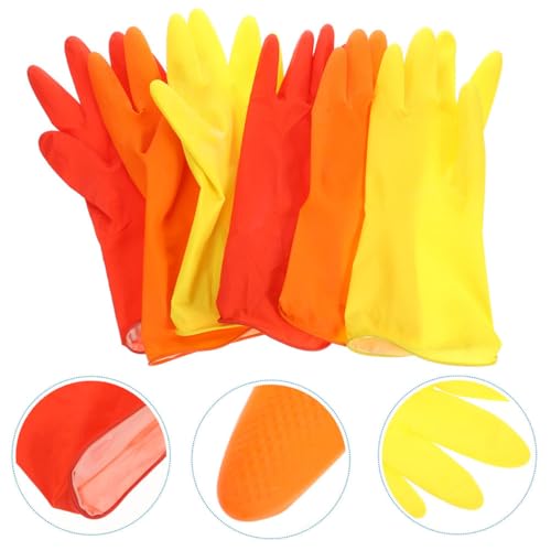 IMIKEYA 6pcs Rubber Dishwashing Gloves Set Large Size Waterproof Kitchen Cleaning Gloves Sturdy Reusable Household for Washing Dishes and Laundry