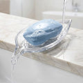 Self Draining Leaf Clear Glass Soap Dish,Bar Soap Holder | Decorative Leaf shape Soap Dish for Shower,Soap Tray,Soap Holder for Bathroom Sink,Vanity&Kitchen,Modern Bathroom Accessory.