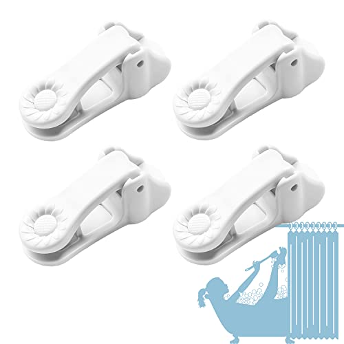 Sunflower Shower Curtain Clips, Shower Splash Guard Holders, Bathtub Curtain Liner Clips for Windproof & Splash Water (White-4 Pack)
