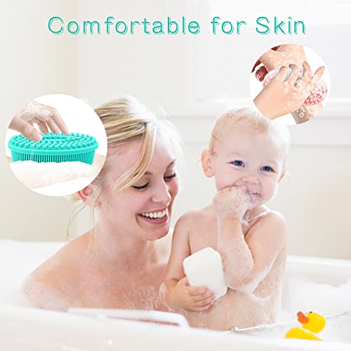 3 Pack Silicone Body Scrubber, Soft Silicone Loofah Exfoliating Body Scrubber, Silicone Body Brush Bath Shower Scrubber for Body, 2 in 1 Bath and Shampoo Wash Brush for Skin Exfoliation Men Women - size: Pink+Blue+Green