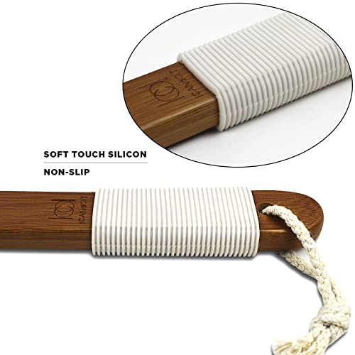 ICANdOIT-17.71Inch Natural Boar Bristles Anti-Slip Long Handle Bath Brush,Bent Handle Shower Scrubber for Exfoliating,Shower Back Brush,Exfoliation Set with Pumice Stone(2 Pack) - size: 17.71"Boar Bristles Back Brush+ Pumice-4Pack
