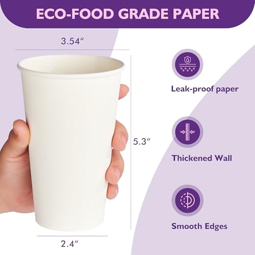 16 oz White Paper Coffee Cups, Disposable Hot Drink Cups for Coffee, Tea, Cocoa, Water, 200 Pack - color: White, size: 16 oz