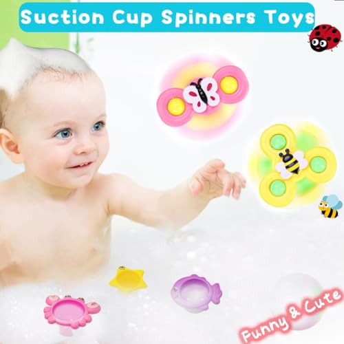 Baby Girl Bath Toys for Kids Ages 1-3 Water Table Suction Spinning Tub Toys Toddler Bathtub Toys with Stacking Cups for Infants 12 18 Months+ - style: With 3PCS Stacking Cups