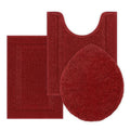 SHACOS Bathroom Rugs Sets 3 Piece with Toilet Lid Cover | Non Slip Absorbent Small Bath Mats 16"x24" U Shape Contour Mat Soft Microfiber Shaggy Machine Washable Bathroom Carpet (Red) - color: Red, size: 16"x24"+U-Shape 20"x24"+Lid Cover 19"x21"