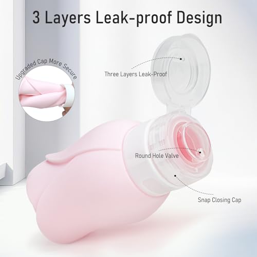 Travel Containers Bottle for Toiletry 4 Pack 3oz Leakproof TSA Approved & Refillable Mini Cream Jars, Silicone Squeeze Tube Rose Bottles for Shampoo Lotion Body Wash BPA Free +Bag, Red Pink Rose - color: Rose+Pink, size: 2 Bottles+ 2 Jars