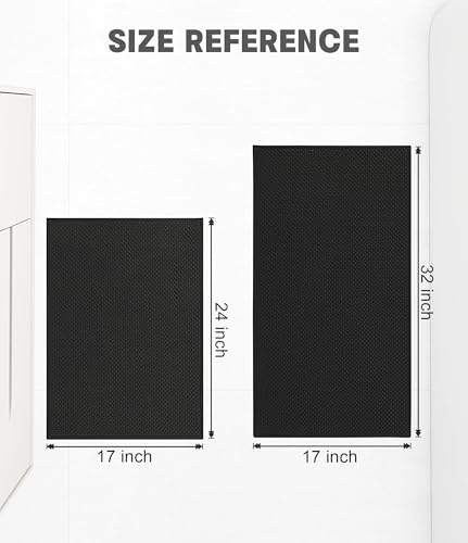 YIHOUSE Bathroom Rug Sets 2 Piece, Ultra Thin Quick Dry Bath Mat, Absorbent Bath Mat for Bathroom Non Slip Machine Washable Bath Rug (Black) - color: Black, size: 2 Pieces (Small)