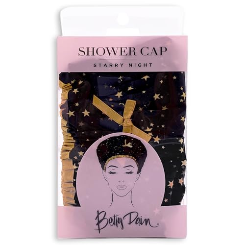 Reusable Shower & Bath Cap & Lined, Oversized Waterproof Shower Caps Large Designed for all Hair Lengths with PEVA Lining & Elastic Band Stretch Hem Hair Hat - Fashionista Starry Nights - color: Starry Nights