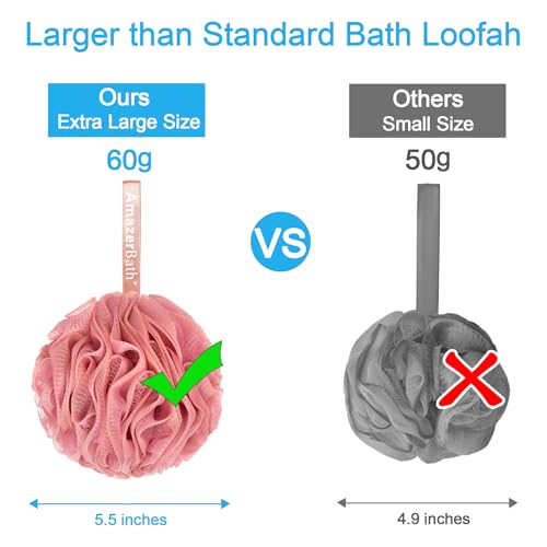 AmazerBath Loofah Sponge 60g/Piece, Exfoliating Bath Sponge Body Scrubber - Loofa Set of 4 - SunsetBerry Colors, Medium - style: SunsetBerry