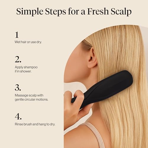 Kitsch Scalp Renewal Brush - Exfoliating & Scalp Massager for Hair Growth, Gentle Head Massage Brush to Remove Buildup, Boost Circulation & Relaxing Head Scrubber for Washing Hair - Black - color: Black