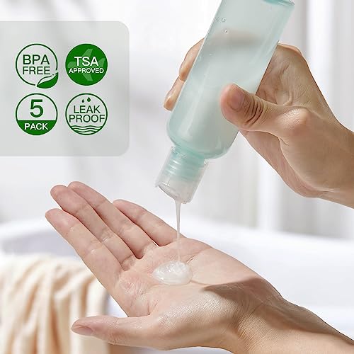 Travel Bottles for Toiletries 3.4 oz - Travel Size Containers for Shampoo Plastic - Small Empty Lotion Squeeze Bottle for Liquid TSA Approved - Leak Proof Mini Conditioner Refillable 100ml - color: Green-1