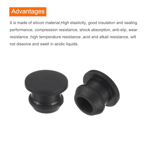 MECCANIXITY Silicone Snap in Locking Hole Plugs,Rubber Panel Seal Cover Flush Type Panel Round for Kitchen Rubber Bulkheads Waterproof Sealing Plugs 8.5mm/0.3 Inch Diameter Black,Pack of 10 - size: 8.5mm