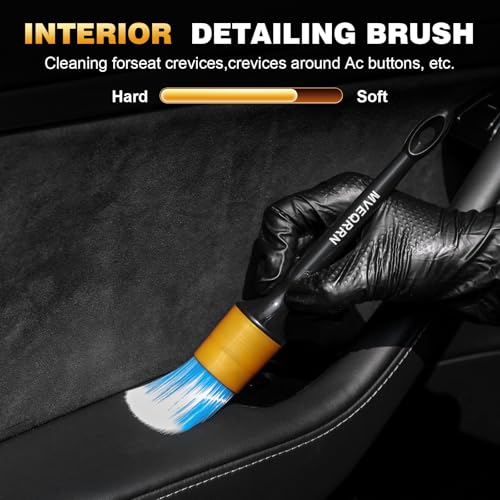 10PCS Car Detailing Brush Set,Boars Hair Car Cleaning Detail Brush kit,Ultra Soft No Scratch Car Dust Brush,Car Interior Detailing Brushes Kit,Detail Brushes Car Detailing for Interior Exterior(gold) - color: 10pcs detail brush gold