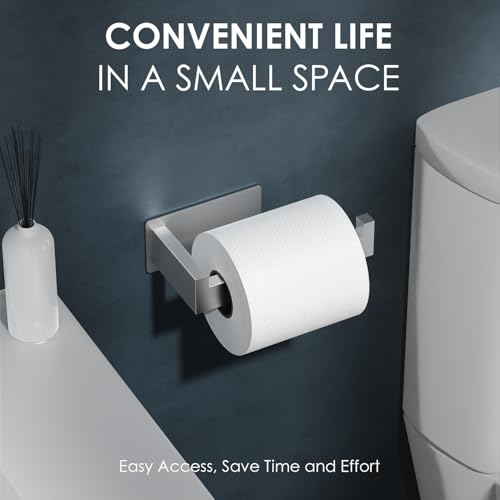 Auxmir Toilet Paper Holder Self Adhesive, Premium Thicken SUS304 Stainless Steel Rustproof Toilet Roll Holder No Drilling, Wall Mount Toilet Tissue Holder for Bathroom Kitchen Washroom, Brushed Nickel - color: Toilet Paper Holder-silver