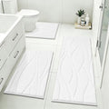 Bsmathom Bathroom Rugs Sets 3 Piece, Soft Non Slip Microfiber Bath Mat and U-Shaped Contour Toilet Rug, Machine Washable Absorbent Shaggy Bathroom Set, White - color: White