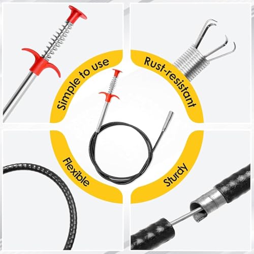118 Inch Drain Snake, Drain Clog Remover Flexible Grabber Claw Pick Up Reacher for Toilet Sewer Shower Kitchen Bathroom Tub Drain Cleaner - style: 118IN