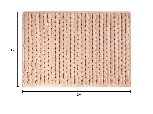 MICRODRY SoftLux Braided Bath Mats for Bathroom, Super Absorbent Bath Mat, Charcoal Infused Memory Foam Bathroom Rugs with GripTex Skid-Resistant Base, Pilling Resistant, 17x24, Small, Rose