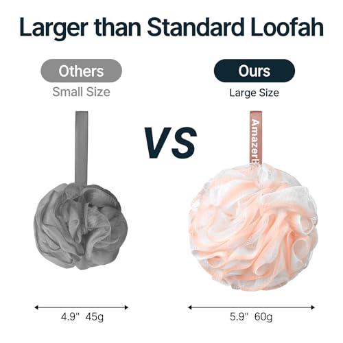 AmazerBath Loofah Sponge, Shower Loofah 60g/PCS - Body Scrubber Loofa Set of 3 Cotton Candy Trio, Bath Sponge for Men and Women - style: Cotton Candy Trio