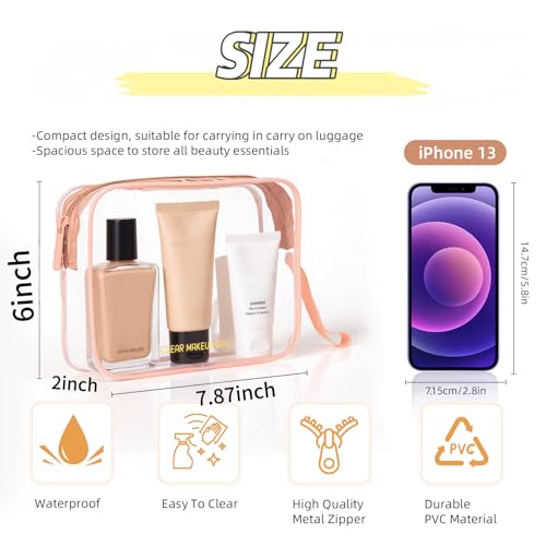Icramsy Clear Makeup Bag,2 Pack TSA Approved Toiletry Bag Travel Toiletry Bag Hanging Makeup Cosmetic bag for Women Men (Rose gold) - color: Rose gold