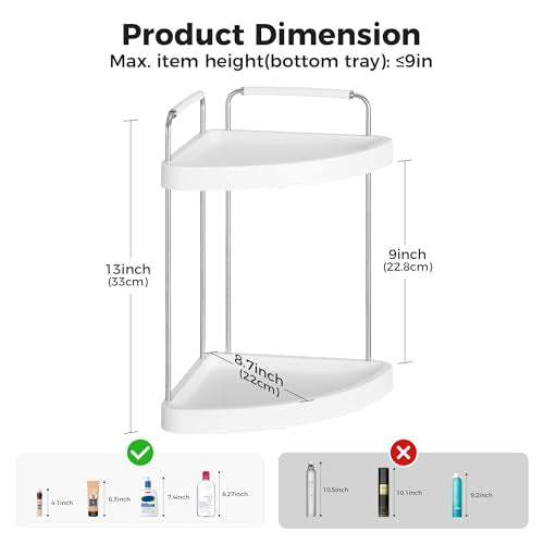 Vtopmart 2-Tier Bathroom Countertop Organizer, Vanity Dresser Counter Tray Shelf for Skincare, Perfume, Makeup, Silver