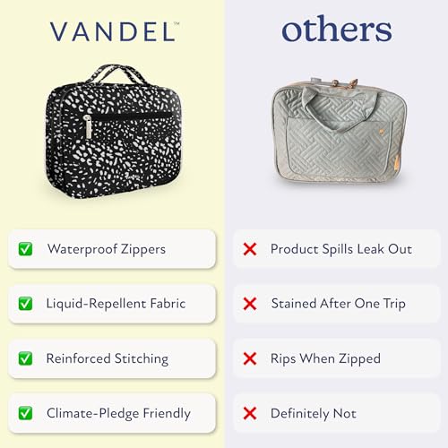VANDEL Waterproof Hanging Toiletry Bag [TSA-Approved] Hanging Makeup Organizer Bag, Cosmetic Travel Bags for Women, Makeup Case Toiletries Organizer Hygiene Bathroom Shower Caddy - White Leopard - color: White Leopard