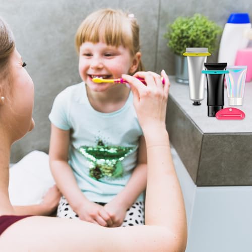 Bremorou 8 Pcs Toothpaste Squeezer Plastic Toothpaste Tube Squeezer Holder Clip Roller Tool for Bathroom Saving Facial Cleanser Creams Paint (Colorful)