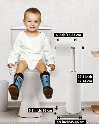 Toilet Paper Holder Stand, Free Standing Toilet Paper Roll Holder with Reserve for Bathroom, Stainless Steel DECLUTTR - color: Nickel