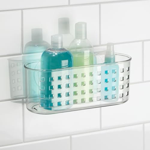 iDesign Hanging Suction Shower Caddy Basket, Clear | Bathroom Storage, Made in USA