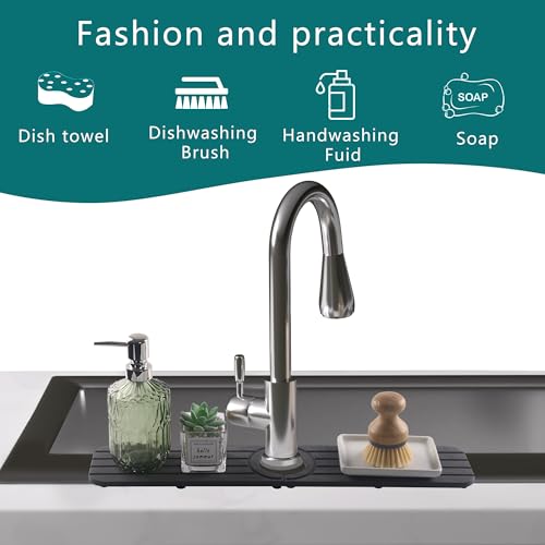 Water Absorbing Stone Kitchen Sink Mat, Faucet Splash Guard for Bathroom Counter - color: 19.7" x 3.9" Dark Gray B