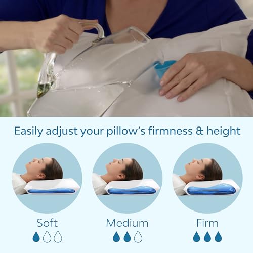 Mediflow Fiber Water Pillow - Adjustable Bed Pillow for Neck Pain Relief, Ideal for Side, Back, and Stomach Sleepers, Clinically Proven for Comfort and Support (4 Pillows) - size: Family Pack (4 Pillows)