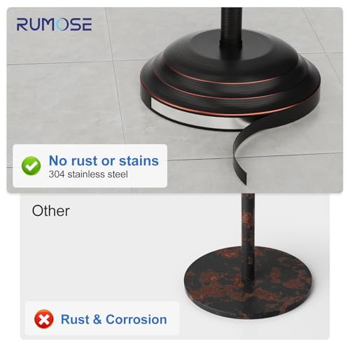 RUMOSE Toilet Paper Holder Stand for Floor, Oil Rubbed Bronze Bathroom Free Standing Toilet Tissue Roll Holder with Storage, Adjustable 17-25 Inch, SUS304 Stainless Steel - color: Oil Rubbed Bronze