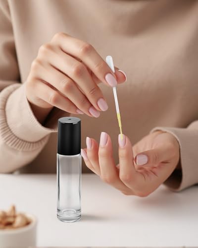 Worldgsb 4 Pack Essential Oil Roller Bottles, 10ml Refillable Clear Glass Roller Bottles with Stainless Steel Roller Balls and Caps for Travel, Perfume and Lip Gloss - color: Clear, style: 4 Pack