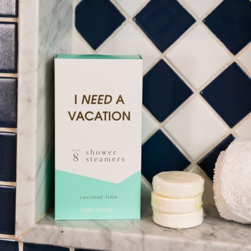 Aromatherapy Shower Steamers - I Need A Vacation - Coconut Lime, Set of 8 - Vegan, Cruelty-Free, Made in USA - Paraben, Sulfate & Phthalate-Free - Relaxation Gift - Mother's Day - Gift for Mom