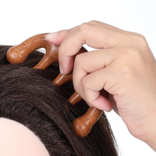 QfwdfcTrenz 3PCS Wooden Scalp Massager, Head Massage Tool, Deer Antler Comb, Reduction Head Massager Comb Deep Relaxation and Stress Reduction for Wellness and Self Care