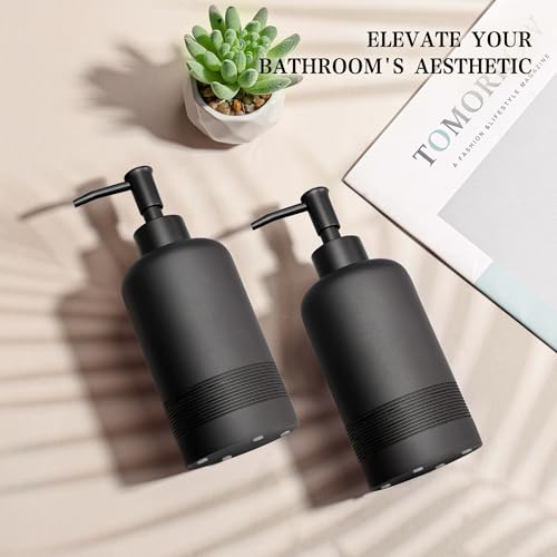 YMXYJM 2pcs/Set Hand Soap Dispenser Sets - 10.8oz Refillable Resin Liquid Soap Dispensers with Rust-Proof Pump for Bathroom Countertop or Kitchen, Classic Black - color: Black