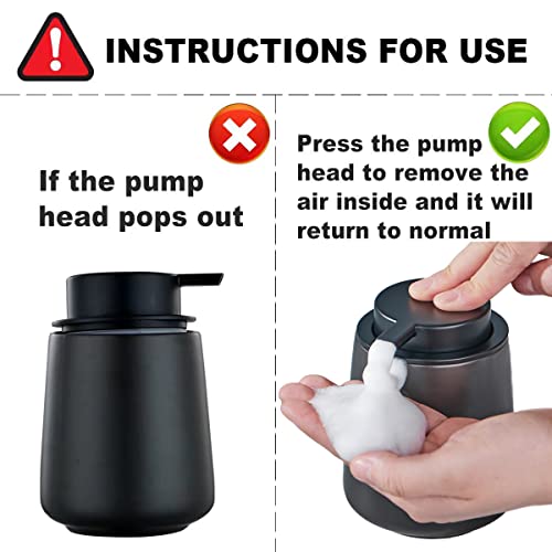 12Oz Foam Hand Soap Dispenser - Black Foaming Soap Dispenser Bathroom with Easy-to-Press Pump, Refillable Liquid Lotion Hand Soap Dispenser, Ceramic Kitchen Dish Soap Dispenser Hand Wash Dispenser - color: Black, style: Foam Pump