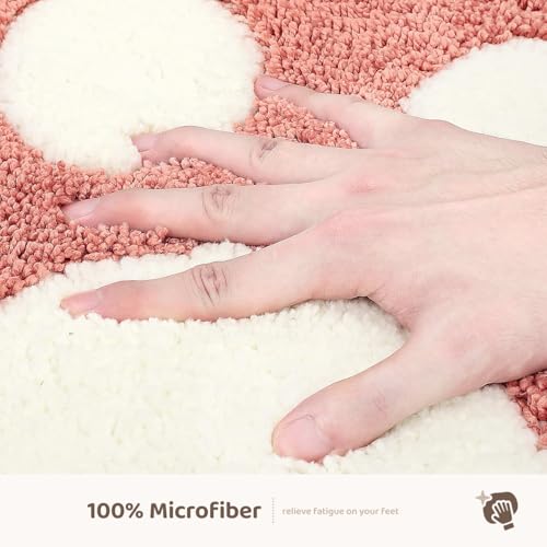 Molesun Paw Shaped Bath Mat, Cute Bathroom Rug Non-Slip, Soft Microfiber Water Absorbent Thick Shower Rug, Machine Washable Bath Rug for Bathroom Bedroom, Pink, 17x23 - color: Pink