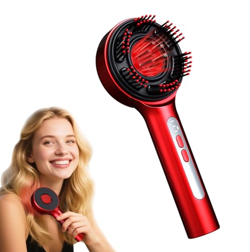 Rechargeable Scalp Massage Comb - Mimics Hand-like Kneading for Daily Hair Maintenance & Relaxation, Cordless with Oil Applicator for Men & Women - color: Red