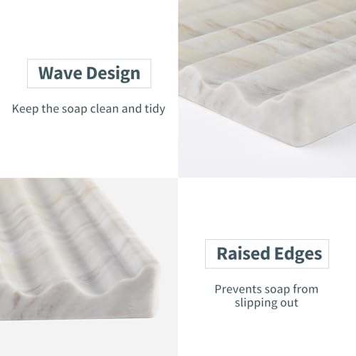 Soap Holder, Marble Soap Dish for Shower, Bar Soaps Holder with Water Ripple Design, Easy Cleaning Soaps Saver for Kitchen Sink，Bathroom, Executive Greek Natural Stone Tray(Agiax) - color: Agiax