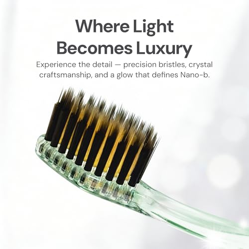 Nano-b Manual Toothbrush for Adults with Sensitive Gums, Gold & Charcoal Soft/Medium Bristles, Travel Case, Pink - color: Pink, style: Gold/Charcoal Bristles