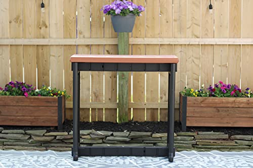 Single Bar Redwood Top & Black Base Ideal for Patio Hot Tub Area Backyard Durable WeatherResistant Design Easy Nohardware Assembly Proudly Made in USA - color: Black/Redwood, size: Single Bar without Barstools