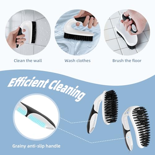 Cleangor Scrub Brush Set, Heavy Duty Scrub Brushes Crevice Cleaning Brush | with Stiff Bristles, 3 Different Brushes Included for Household Use, Grout, Tile, Bathroom, Kitchen, Bathtub, Floor
