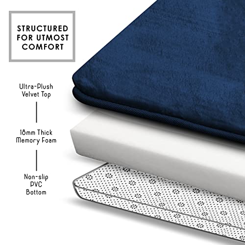 Clara Clark 3 Piece Bathroom Rugs Bath Mat Set, Velvet Memory Foam Bath Mats for Bathroom - Non-Slip, PVC Backing Bath Rugs, Washable - Dries Quickly, Blue - color: Blue, style: 17 x 24 + 20 x 32 + Contour