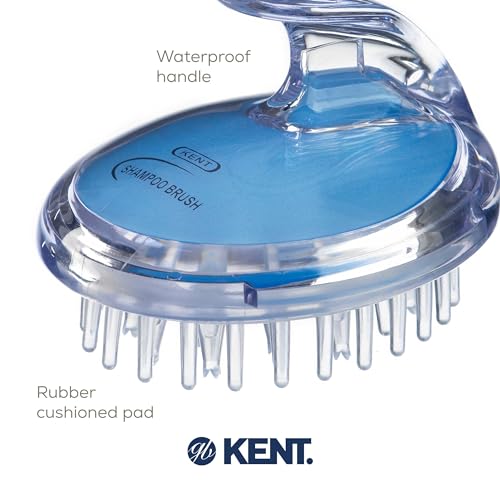 KENT SH1 BLU Scalp Scrubber Hair Brush and Scalp Exfoliator Brush for Distributing Shampoo and Conditioner, Shower Scalp Massage Tool and Hair Growth Brush Shower Brush with 42 Soft Rubber Bristles - color: Blue, size: 3 Pack
