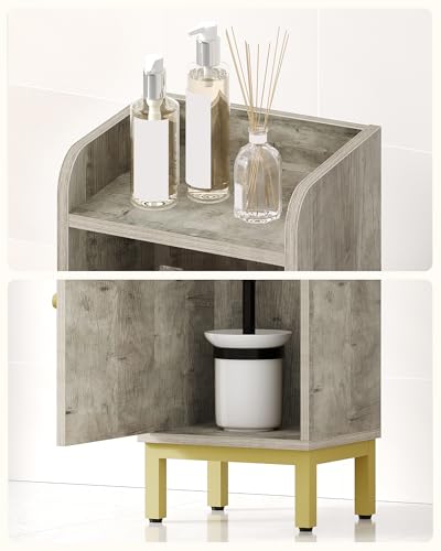 Hzuaneri Bathroom Storage Cabinet, Small Corner Floor Cabinet with Door and Shelves, Narrow Toilet Paper Holder, Bathroom Organizer with Adjustable Shelf, for Small Spaces, Rustic Greige BC38205GV1 - color: Rustic Greige, size: 7.9"D x 9.8"W x 35.4"H